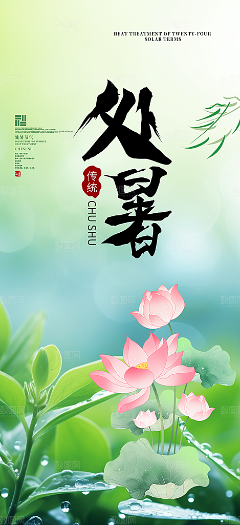 夏日夏天处暑二十四节气海报
