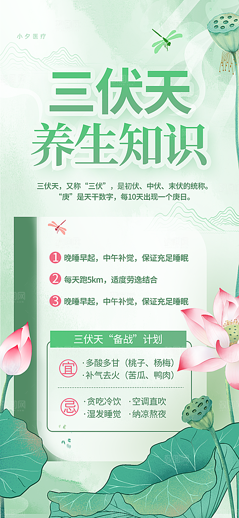 三伏天中伏入伏初伏末伏节气H5节日海报