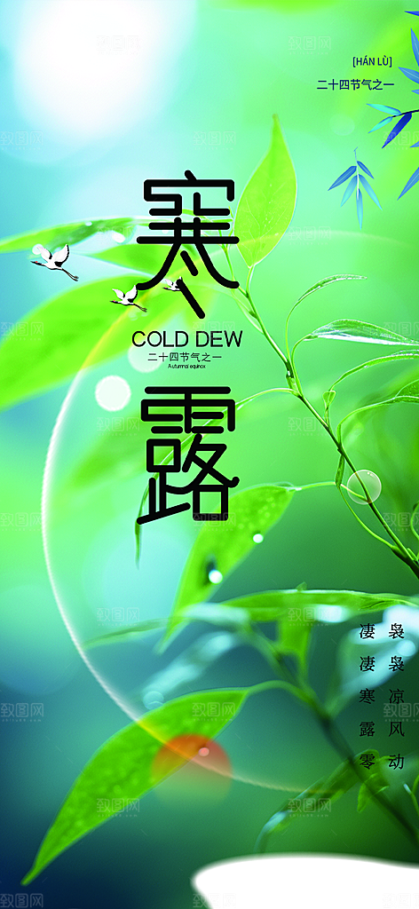 简约风传统寒露二十四节气海报