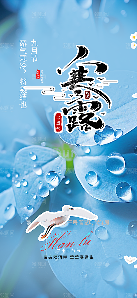 简约风传统寒露二十四节气海报