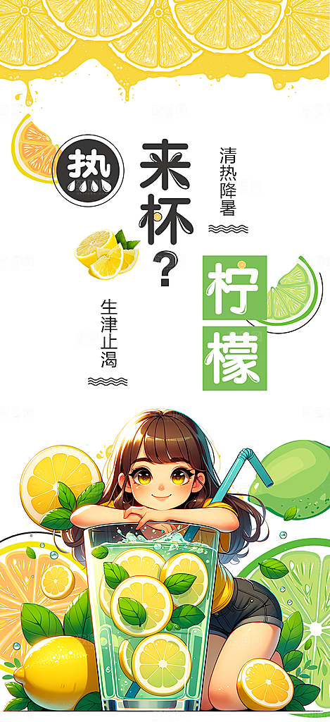 柠檬茶饮料促销活动海报