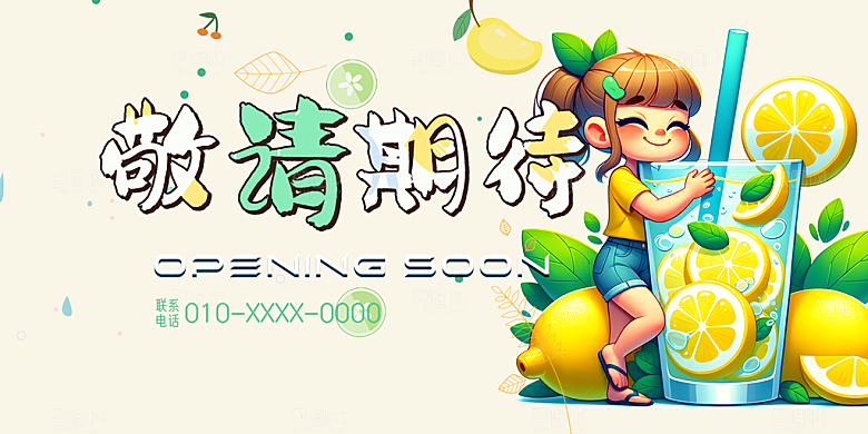 柠檬茶奶茶促销活动展板