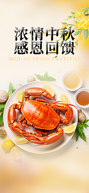 中秋美味大闸蟹促销海报