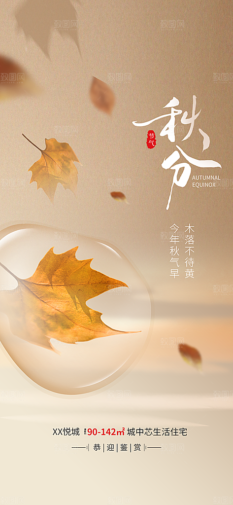 传统节气秋分海报模板