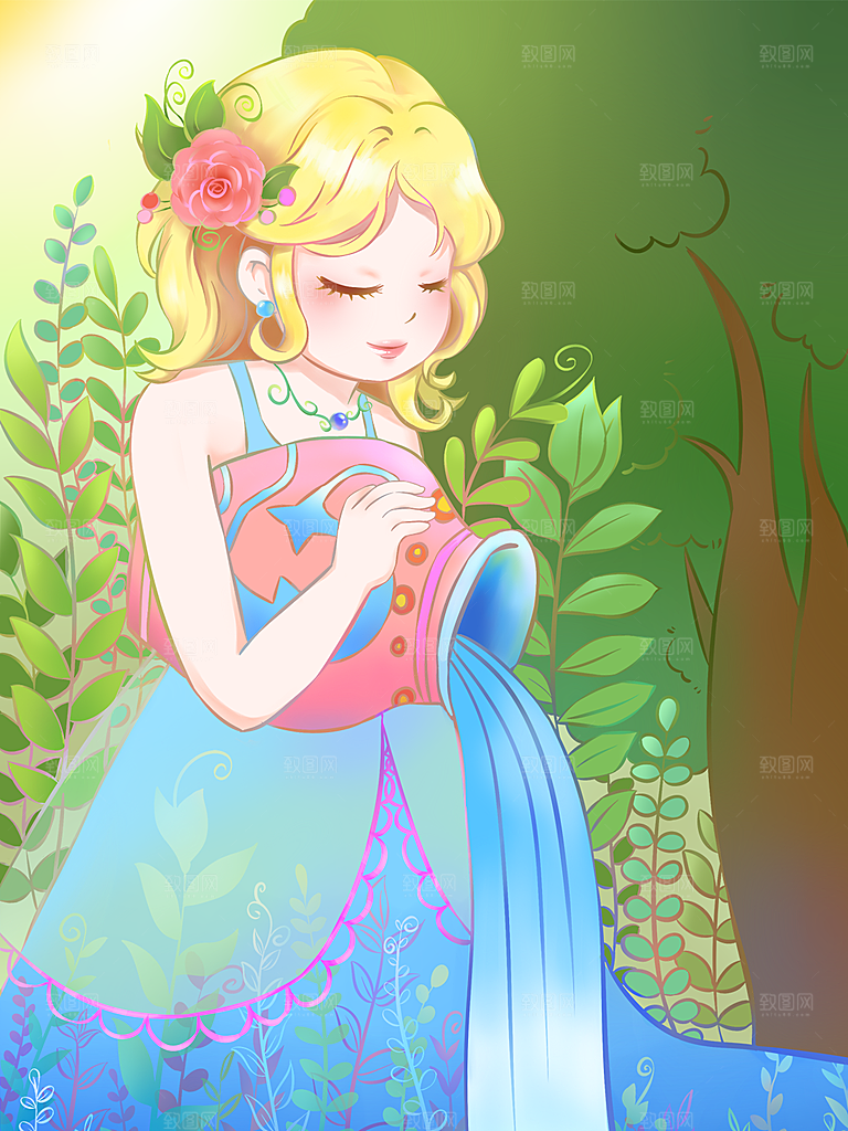 传统节日植树节插画海报模版