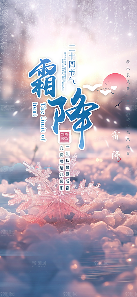 大气传统霜降二十四节气海报