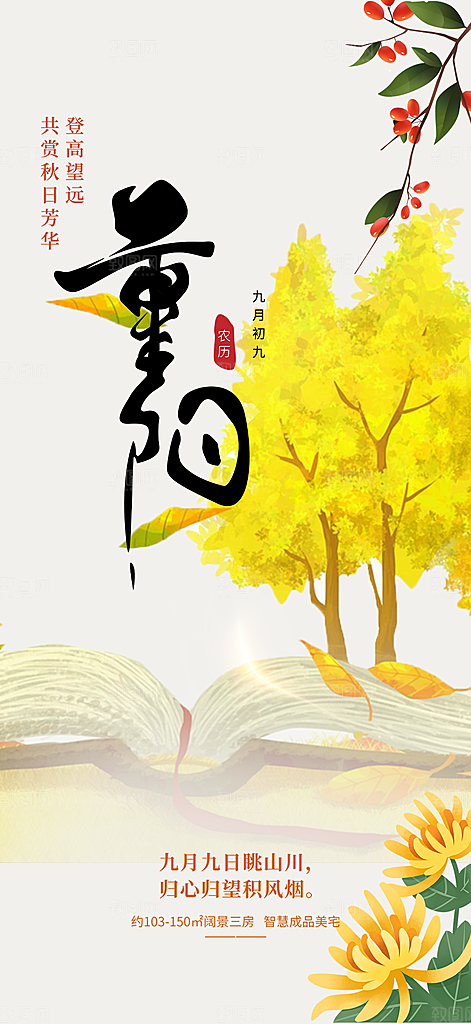 秋日节日重阳节敬老爱老宣传活动海报