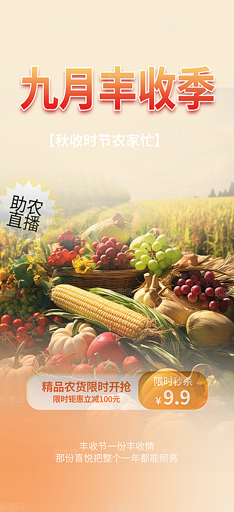 五谷丰收季农产品海报