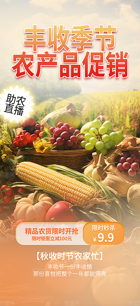 五谷丰收季农产品海报