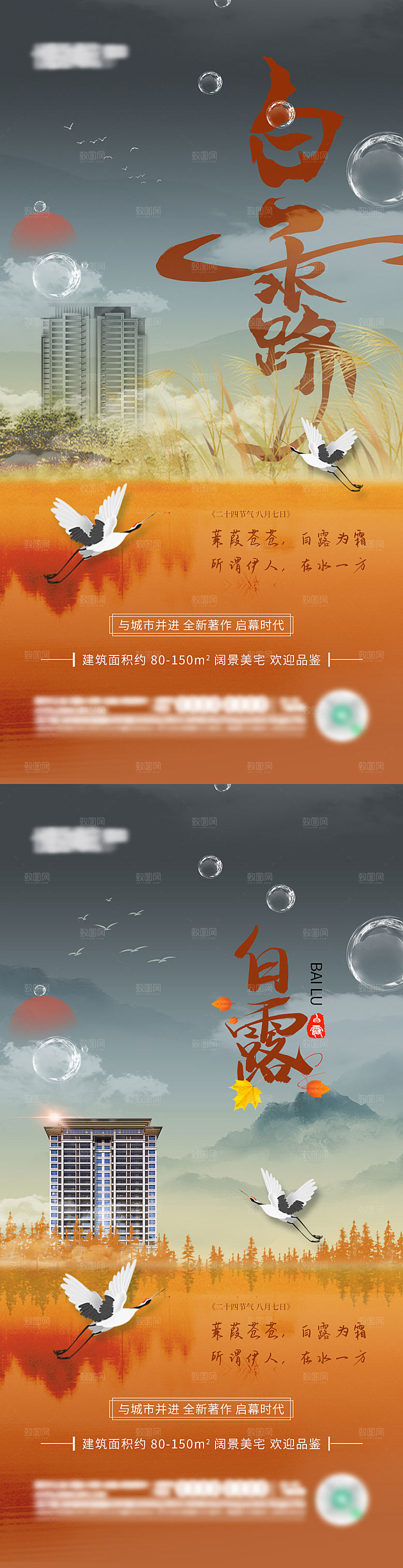 白露二十四节气地产海报