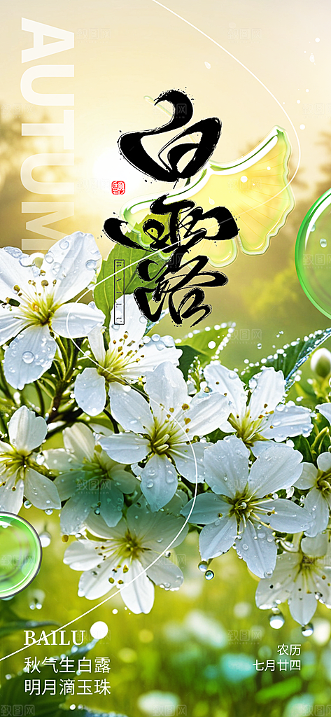 传统白露二十四节气海报
