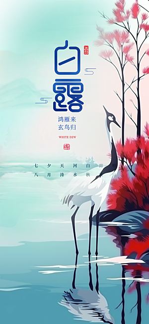 传统白露二十四节气海报