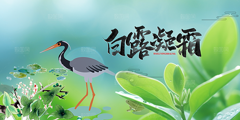 简约风传统白露二十四节气展板