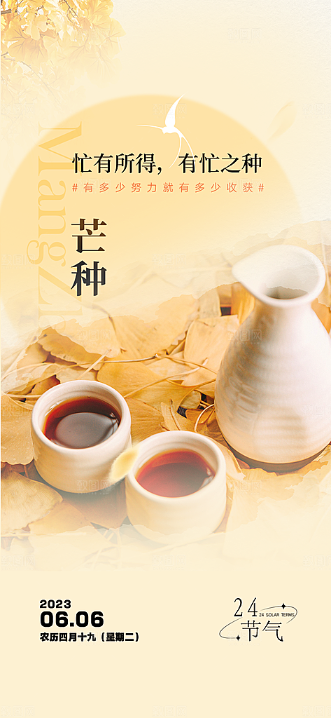 传统大气芒种二十四节气海报