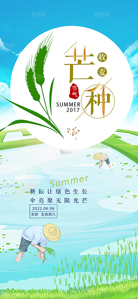 传统大气芒种二十四节气海报