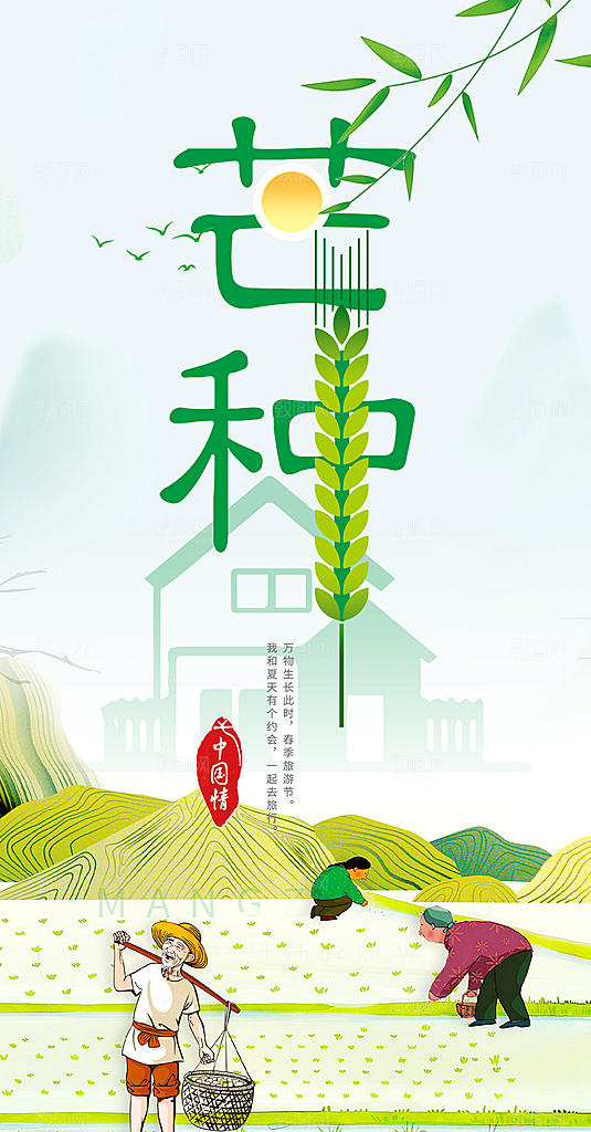 大气传统芒种二十四节气海报