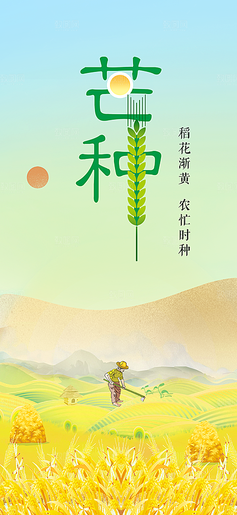 大气传统芒种二十四节气海报