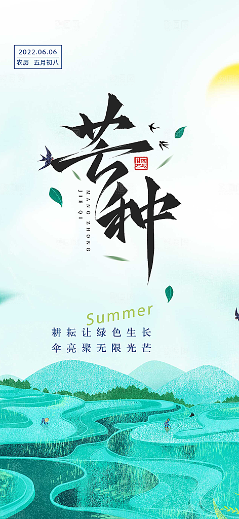 大气传统芒种二十四节气海报