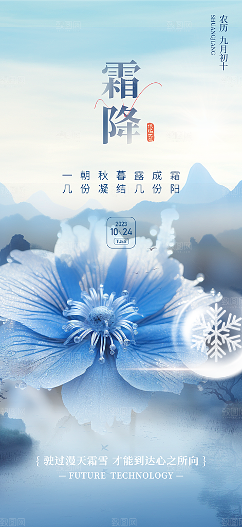 大气传统霜降二十四节气海报