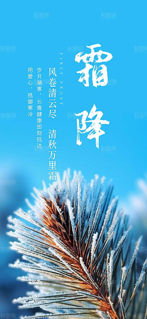 大气传统霜降二十四节气海报