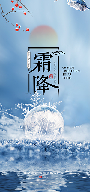 大气传统霜降二十四节气海报