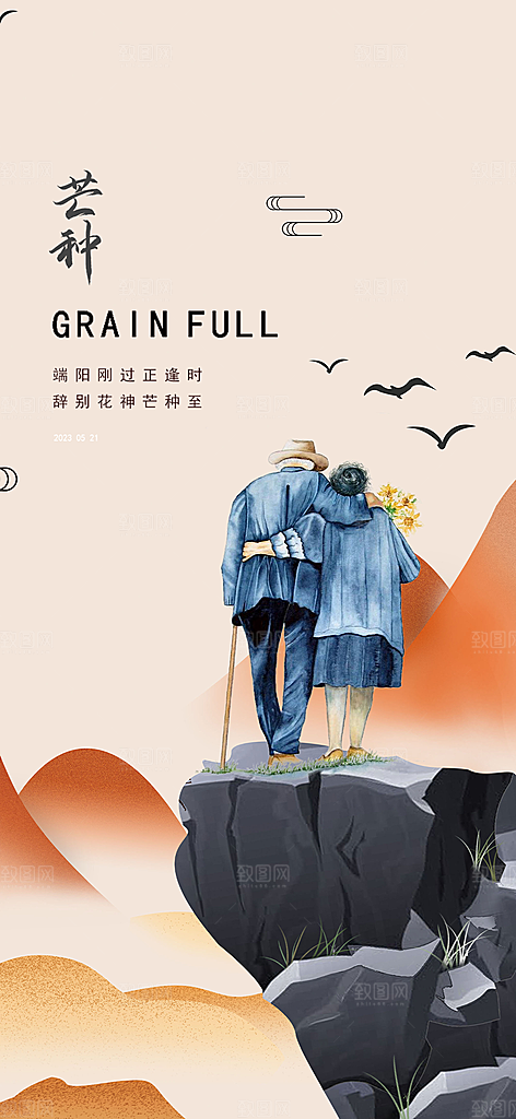 大气传统芒种二十四节气海报