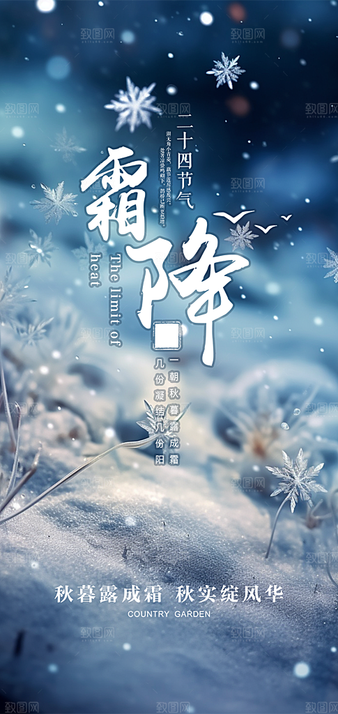 大气传统霜降二十四节气海报