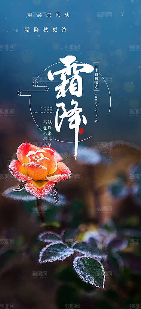 大气传统霜降二十四节气海报