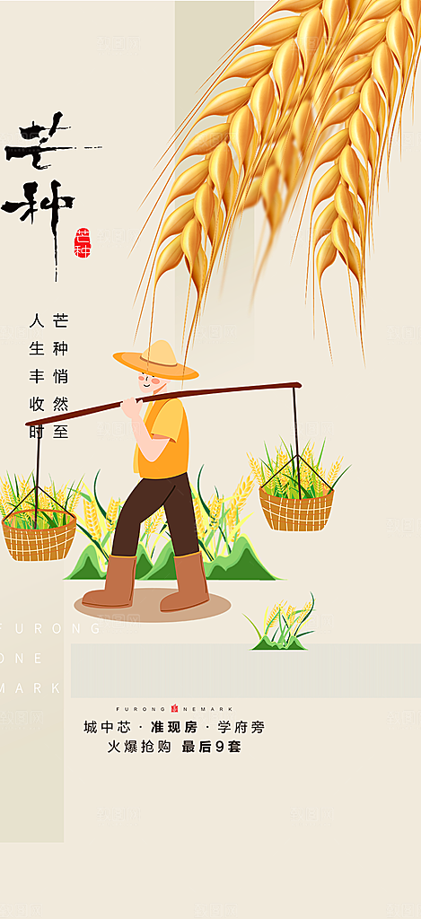 大气传统芒种二十四节气海报