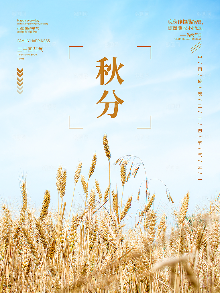 传统二十四节气秋分宣传海报模板