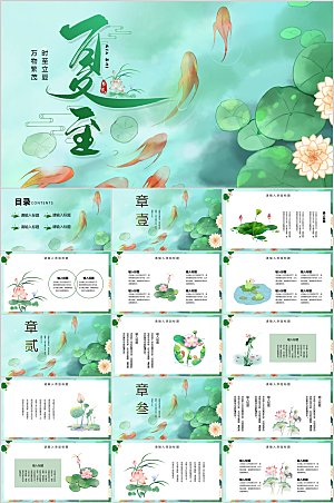 绿色简约夏至节气ppt