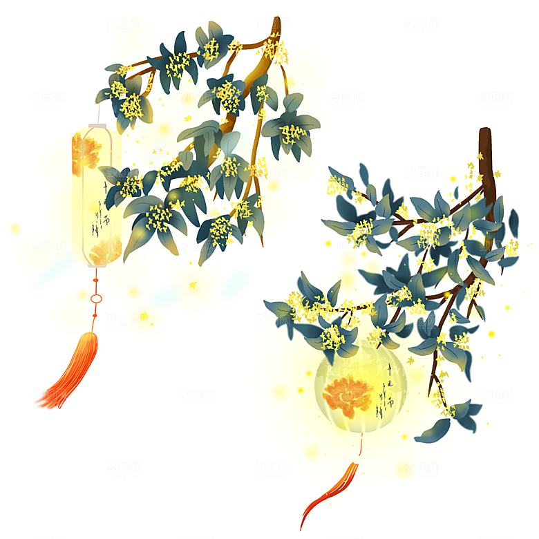 中秋节中国风插画装饰素材