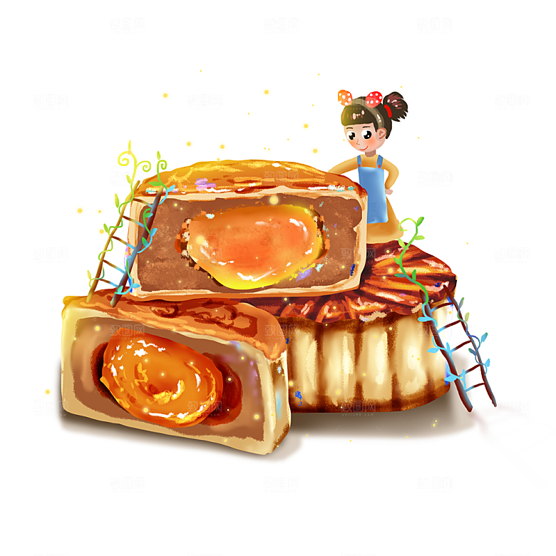 中秋节中国风插画装饰素材