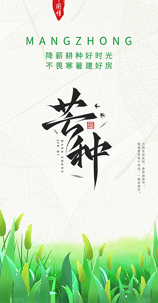 大气传统芒种二十四节气海报