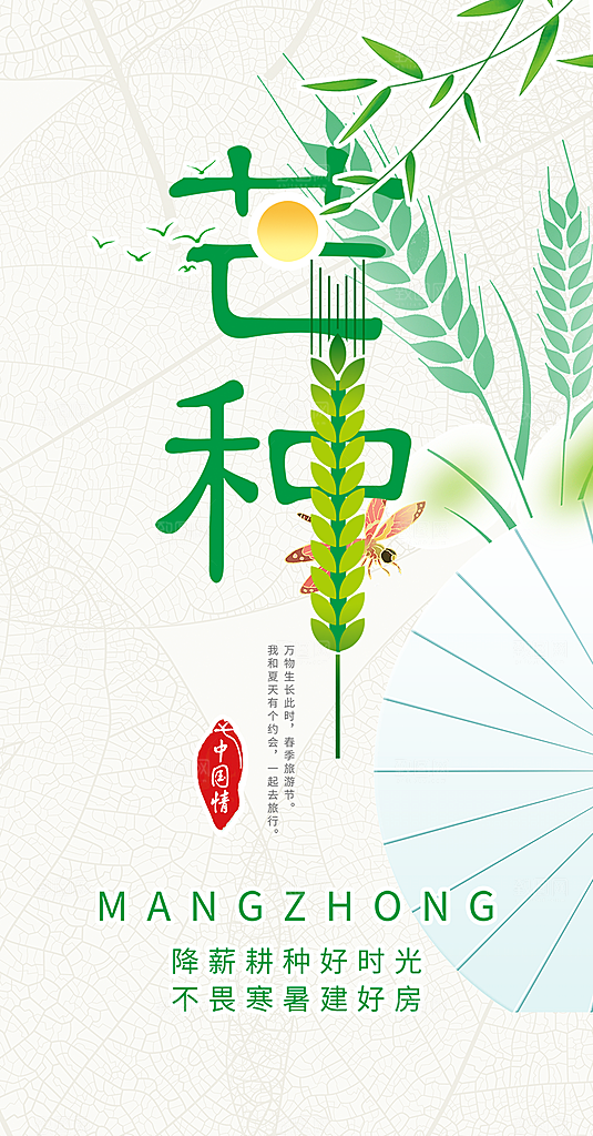 大气传统芒种二十四节气海报