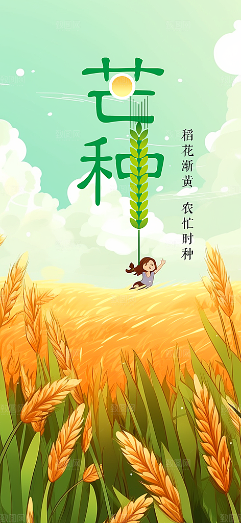大气传统芒种二十四节气海报