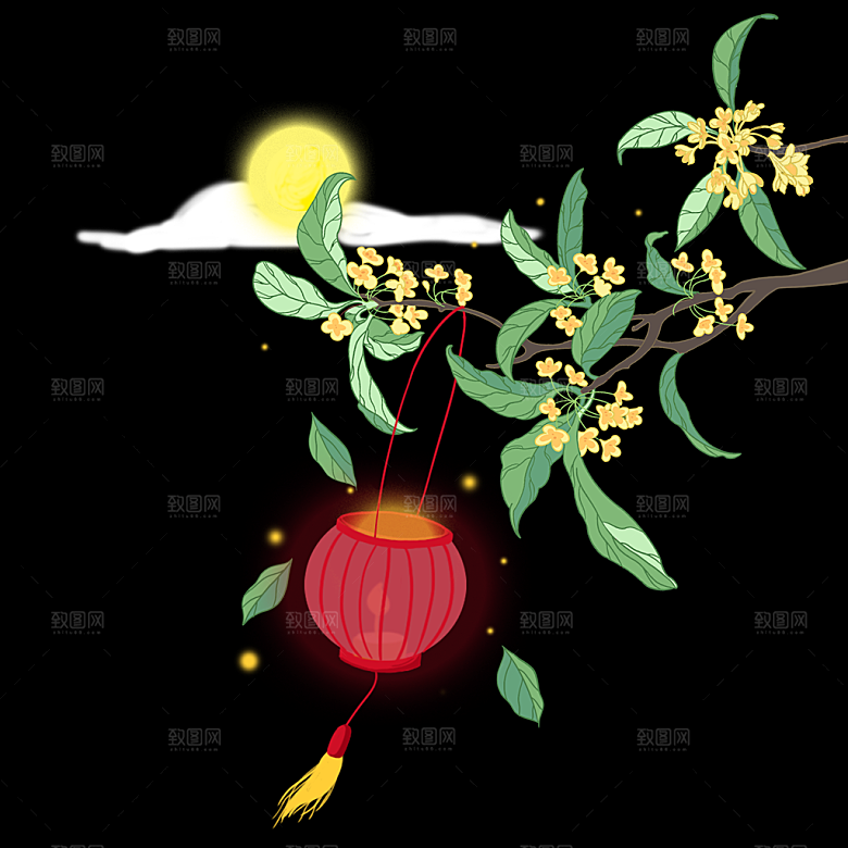 中秋节中国风插画装饰素材