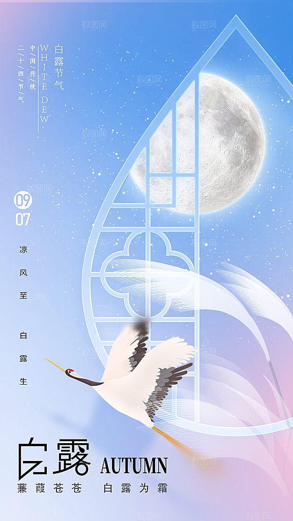 白露节气简约大气海报
