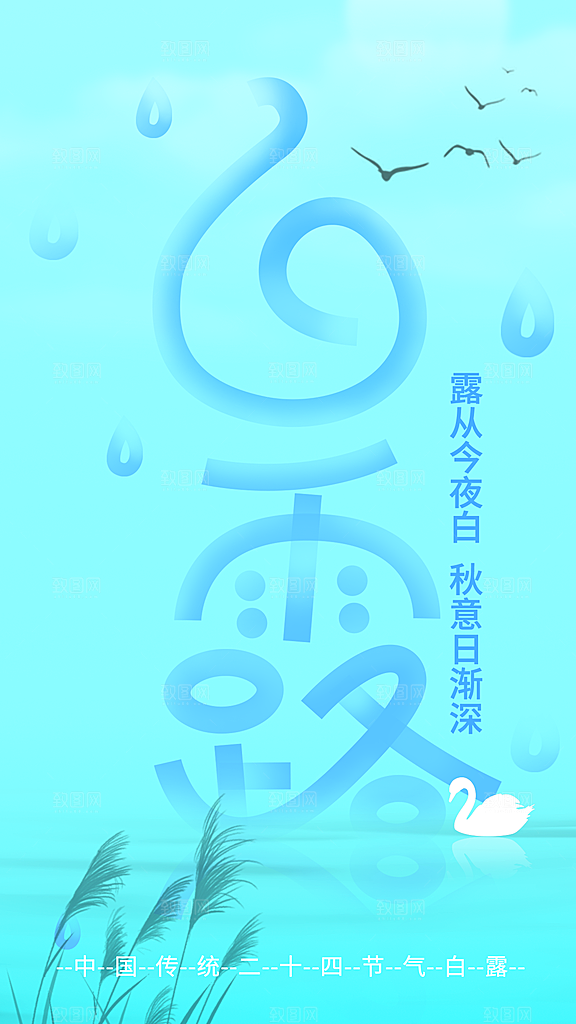 白露节气简约大气海报