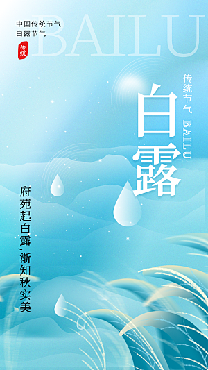白露节气简约大气海报