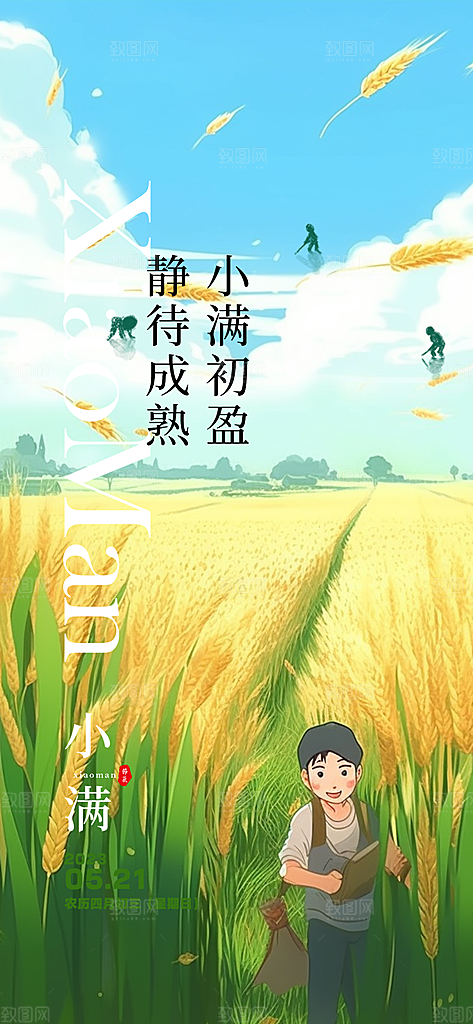 大气传统小满二十四节气海报