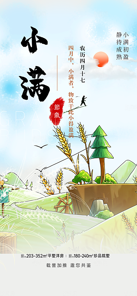 大气传统小满二十四节气海报