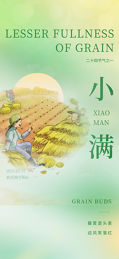 大气传统小满二十四节气海报