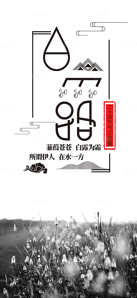 中国传统二十四节气白露节气宣传海报
