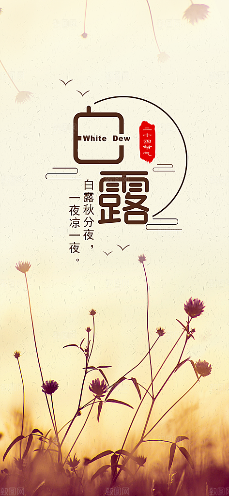 中国传统二十四节气白露节气宣传海报