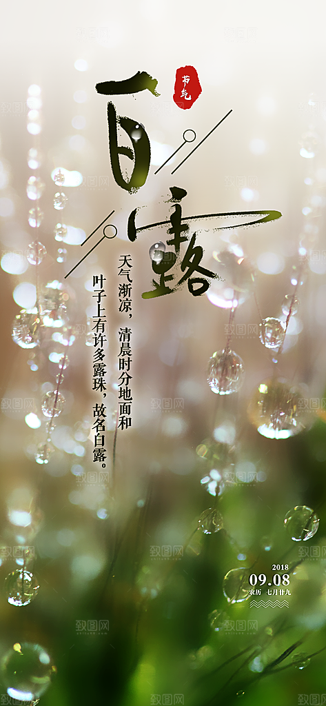 中国传统二十四节气白露节气宣传海报