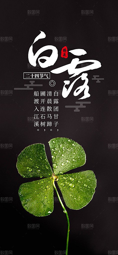 中国传统二十四节气白露节气宣传海报