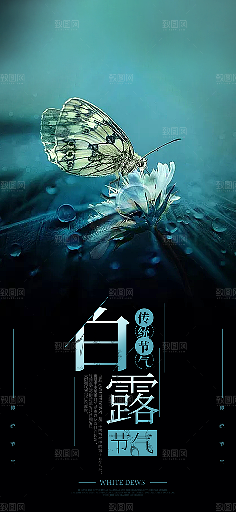 中国传统二十四节气白露节气宣传海报