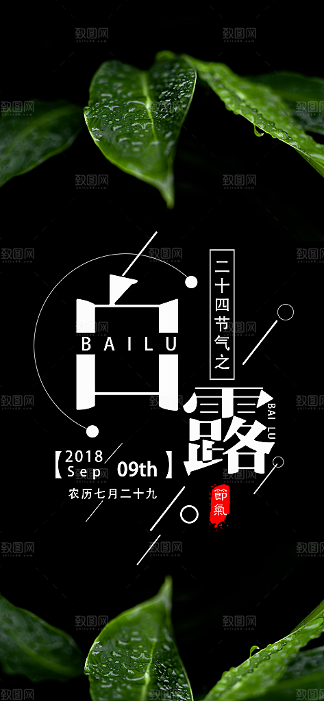 中国传统二十四节气白露节气宣传海报