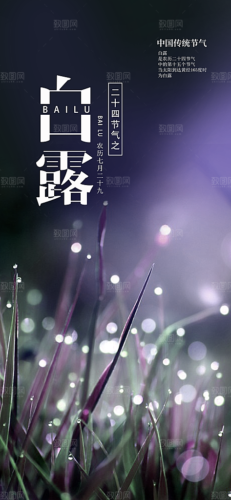 中国传统二十四节气白露节气宣传海报